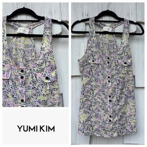 Yumi Kim Sleeveless Button-Front Tank‎ Top Abstract Print Scoop Neck Size S